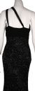 One Shoulder Shirred Bodice Sequined Formal Dress back view of Black color
